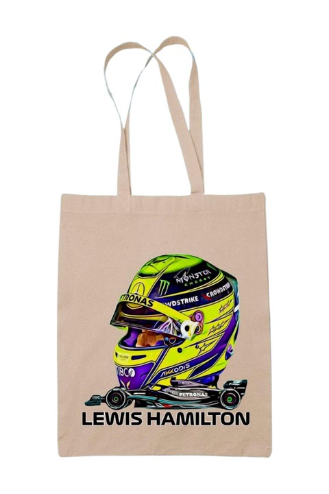 Lewis Hamilton formula 1 vászontáska, natúr, 42 x 38 cm