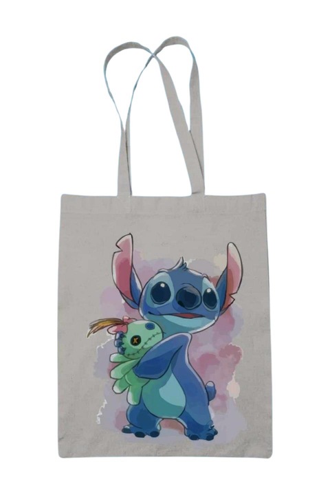 Stitch festmény vászontáska, fehér, 42 x 38 cm