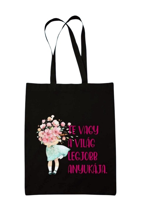 Te vagy a világ legjobb anyukája vászontáska, fekete, 42 x 38 cm