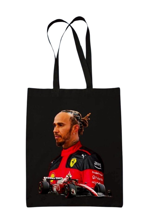 Lewis Hamilton Ferrari vászontáska, fekete, 42 x 38 cm