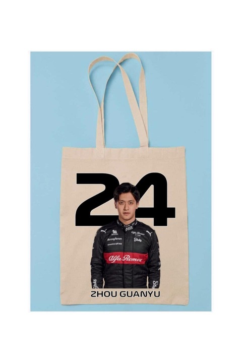 Zhou Guanyu Formula 1 2024 vászontáska, natúr, 42 x 38 cm