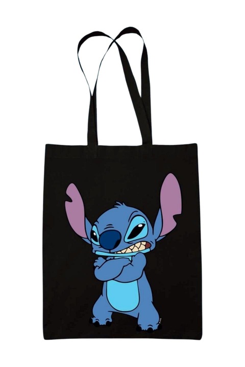 Stitch mérges vászontáska, fekete, 42 x 38 cm