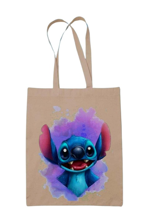 Stitch purple splash vászontáska, natúr, 42 x 38 cm