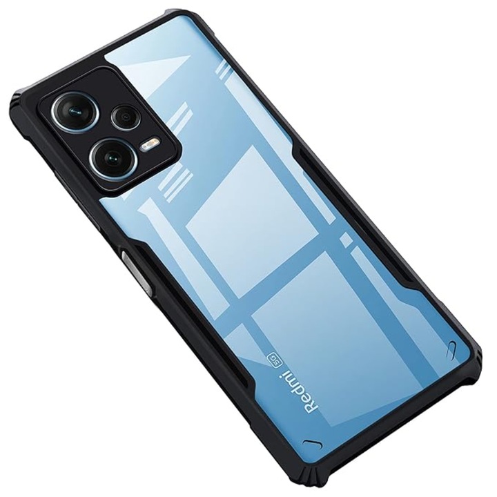 Husa Compatibil cu Telefon de Protectie Hybrid Armor GEO, Compatibila cu Xiaomi Redmi Note 12 Pro Plus, Negru/ Transparent