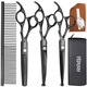 Set Profesional Premium 3 Foarfece Tuns Ingrijire Animale Companie RAGI, Otel Inoxidabil Negru, Varfuri Rotunjite Sigure, Trusa Completa cu Pieptene Metalic si Husa de Depozitare Eleganta pentru Caini si Pisici, Ajustabil, Durabil, Ergonomi