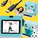 GALAXIA® Kids Instant Camera, 48px, gyerekeknek szánt, FULL HD filmek, 5 játék, zenelejátszó, 3 tekercs, kék, kompakt, SD kártyanyílás, könnyű