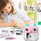 GALAXIA Kids Instant fényképezőgép, 48px, gyerekeknek szánt, FULL HD filmek, 5 játék, zenelejátszó, 3 tekercs, rózsaszín, kompakt, SD kártyanyílás, könnyű