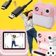 GALAXIA Kids Instant fényképezőgép, 48px, gyerekeknek szánt, FULL HD filmek, 5 játék, zenelejátszó, 3 tekercs, rózsaszín, kompakt, SD kártyanyílás, könnyű