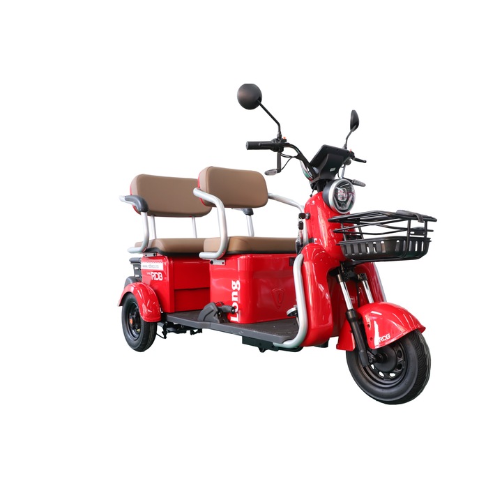 Triciclu Electric RDB LONG, fara permis, 2000W, 25km/h, Rosu+CIV
