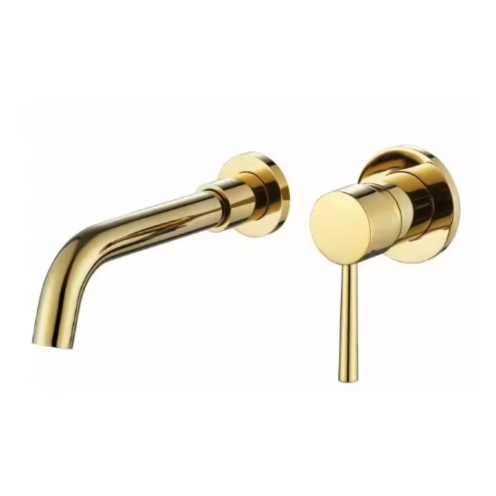 Baterie lavoar RoundFlow, incastrata, model rotund, auriu lucios