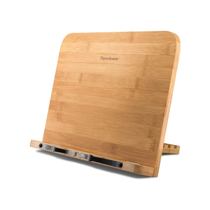Suport pentru carti Readaeer, 33 x 24 cm, bambus, multifunctional, ajustabil, culoare Maro
