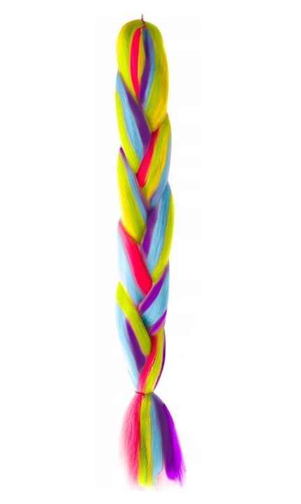 Extensii par sintetic pentru impletituri, Zola®, curcubeu, 60 cm, rezistente la UV si la temperaturi ridicate
