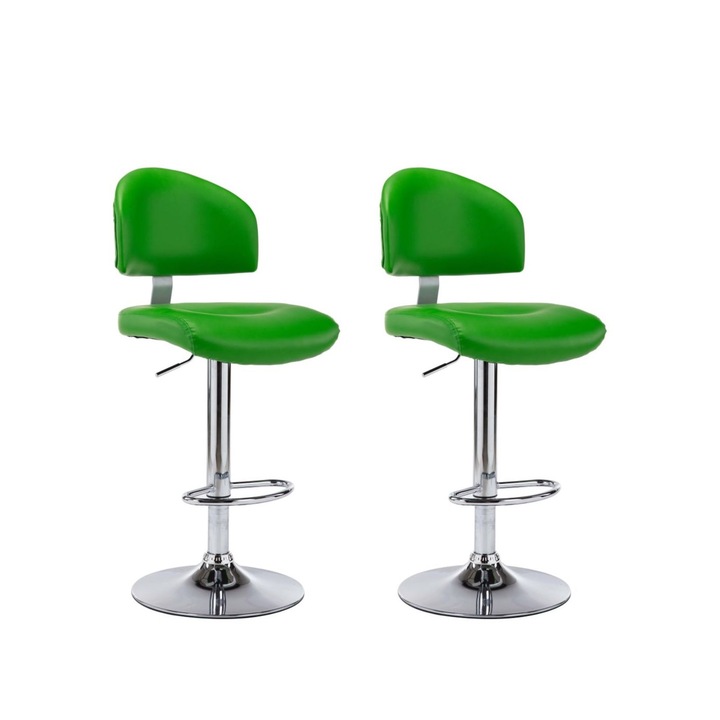 Set 2 scaune de bar, verde piele ecologica