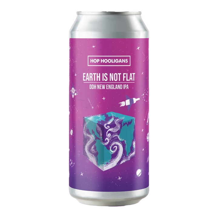 Bere artizanala Hop Hooligans - Earth Is Not Flat, New England IPA, 6.5%, 500 ml
