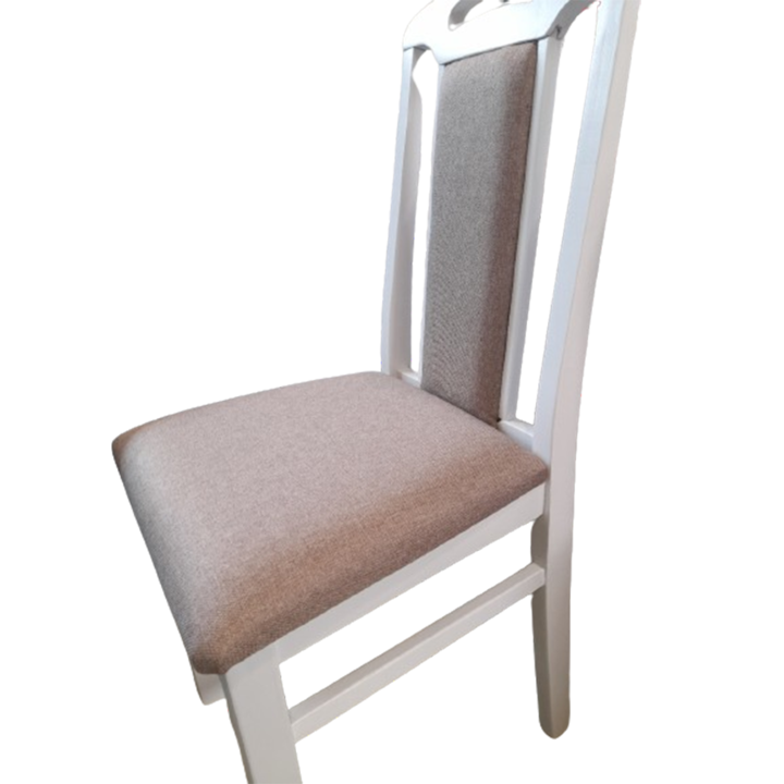 Scaun color 5, alb tapiterie crem