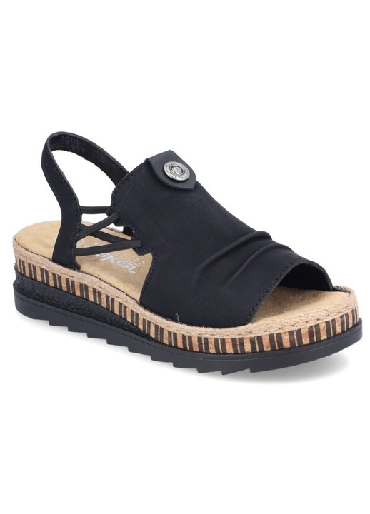 Sandale casual, dama, RIEKER, ANTISTRESS, V7972-00 negru, piele ecologica 37