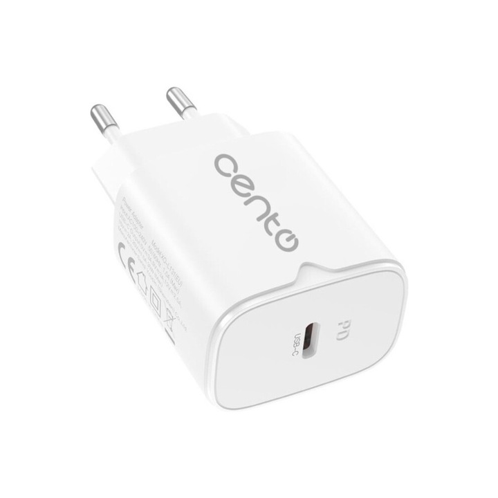 Incarcator Retea Fast Charge Cento P215 Alb 30W TipC (Fara Cablu), Universal, Design Compact, Protectii Multiple