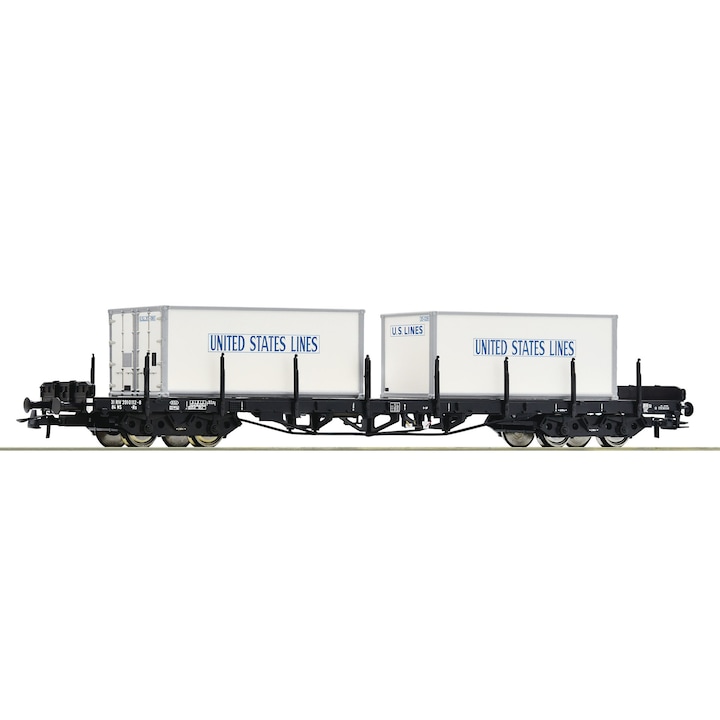 Vagon platforma incarcat cu 2 containere, NS, Roco, H0, 76714