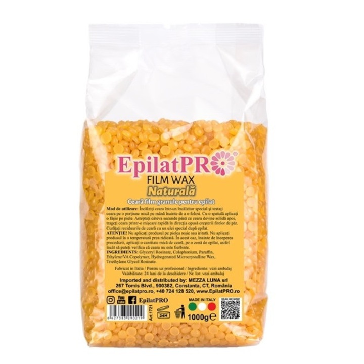 Ceara epilat traditionala elastica, tip film, naturala, galbena Epilat Pro, 1 kg