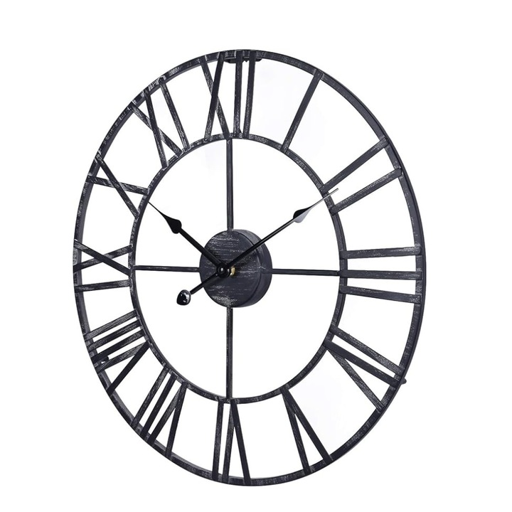 Falióra, Lafocuse, vintage stílusban, Silent, 47 cm, Black metal