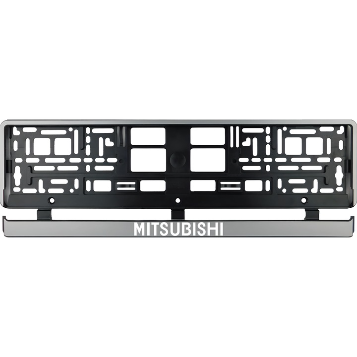 Set 2 bucati, suport numar inmatriculare argintiu Mitsubishi