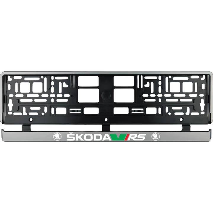 Set 2 bucati, suport numar inmatriculare argintiu Skoda VRS