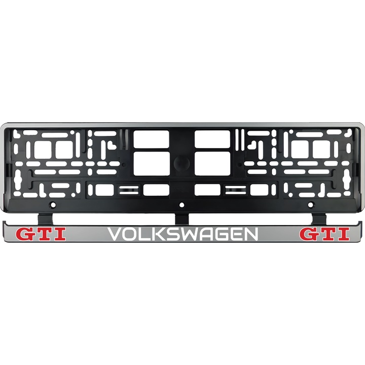Set 2 bucati, suport numar inmatriculare argintiu VW GTI