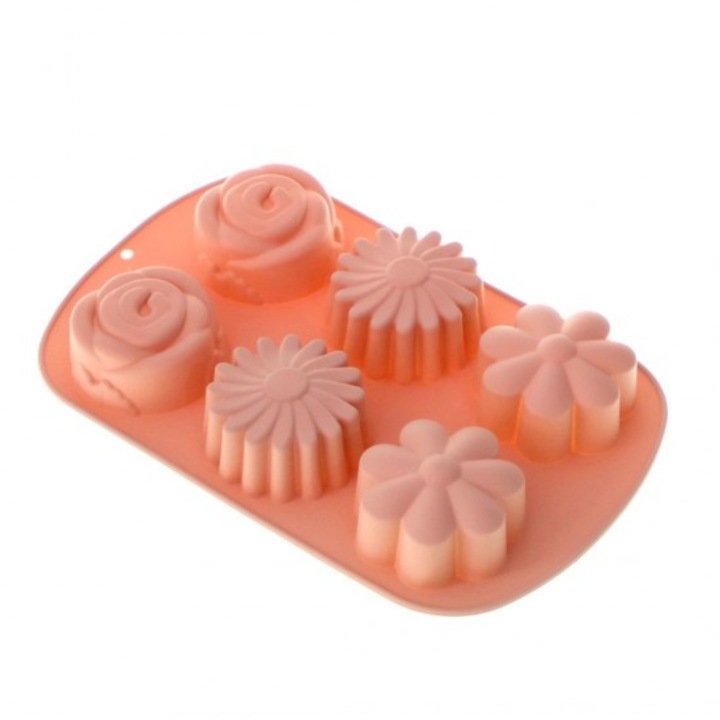 Tava 6 briose, NO6819, Silicon, Roz