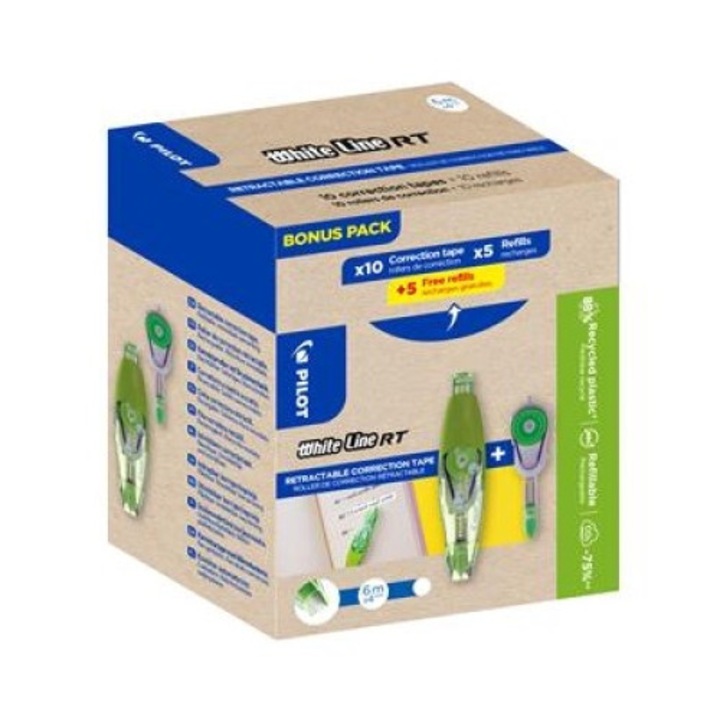 Rola Pilot Repair, 4 mm x 6 m, reincarcabila, „Whiteline RT, Bonus Pack”, cu reumplere