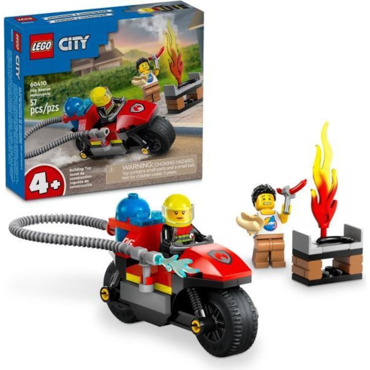 LEGO City - Tűzoltó motorkerékpár, 4+ év, 57 elem, Járművek