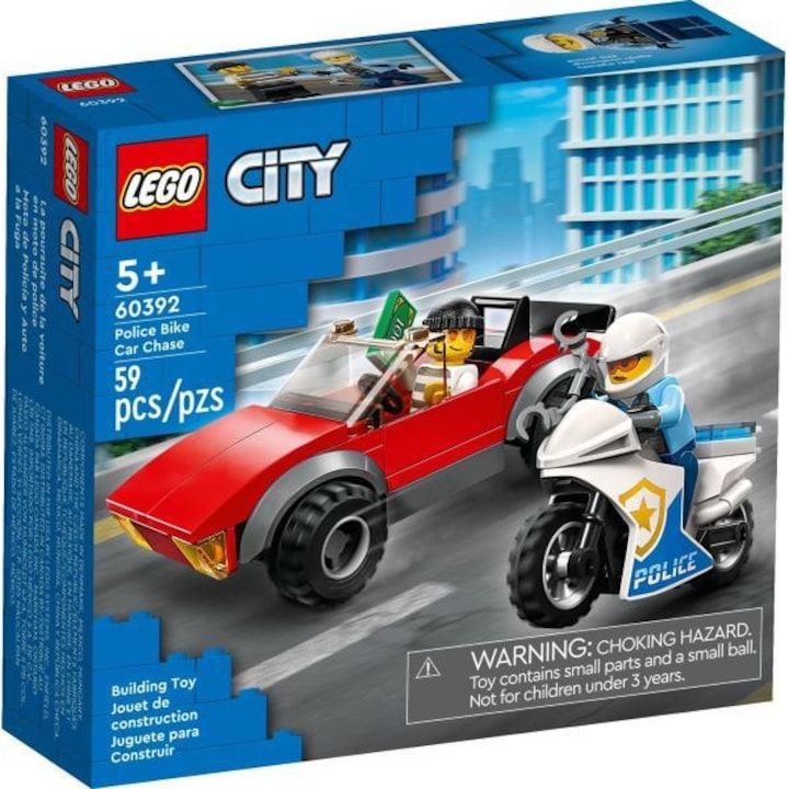 LEGO City - Rendőrségi motoros autós üldözés, 5+ év, 59 elem, Járművek