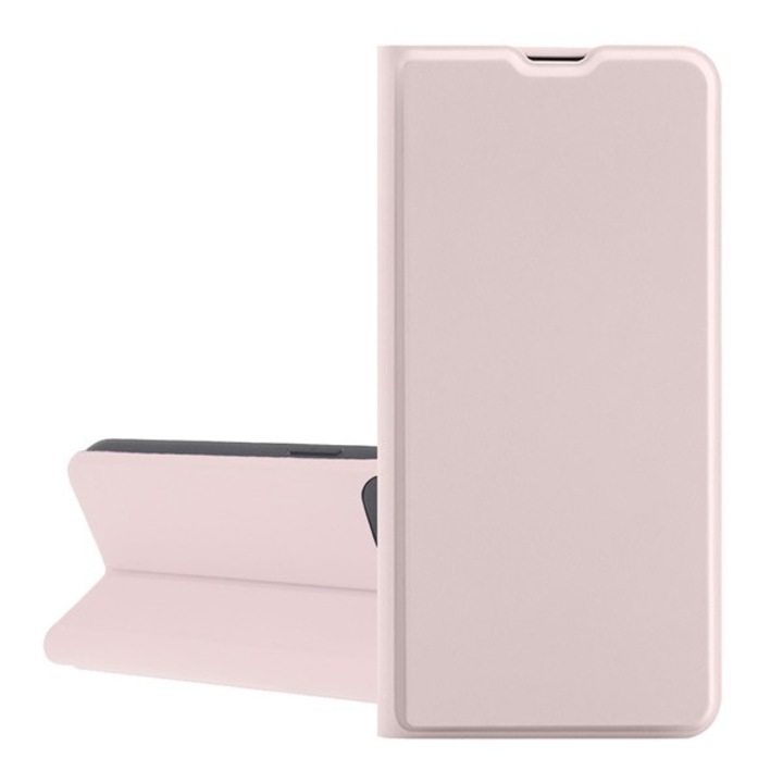 Gigapack mobiltelefon tok álló, bőr hatású, flip, szilikon belső, oldalra nyíló, asztali tartó, kártyazseb, babarózsaszín, kompatibilis: Samsung Galaxy A15 5G, SM-A156, / Galaxy A15 4G, SM-A155