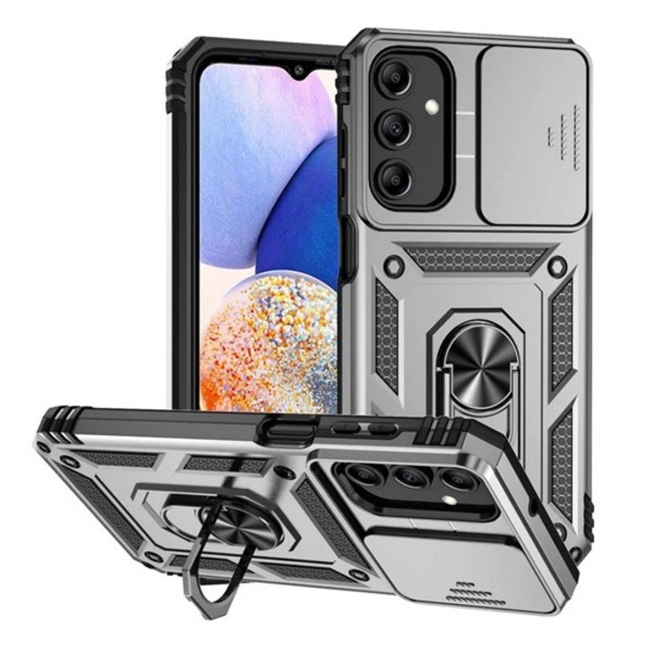 Gigapack defender szilikon mobiltelefon tok, ütésállóság, tartógyűrű, kameravédő, ezüst, kompatibilis: Samsung Galaxy A15 4G, SM-A155, / Galaxy A15 5G, SM-A156