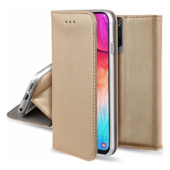 Gigapack mobiltelefon tok álló, bőr hatású, flip, oldalra nyíló, asztali tartó, rombusz, arany, kompatibilis: Xiaomi Redmi 13C 5G / Poco C65 / Redmi 13C 4G