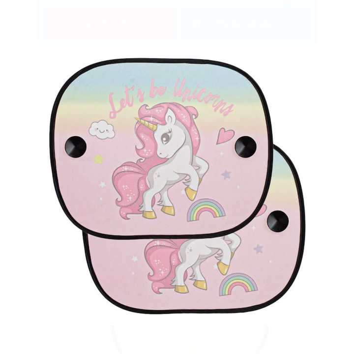 Сенник за кола, Детски, Еднорог, 44x36 см, 2 бр