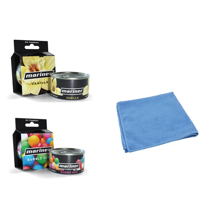 Keverj össze 2 autós légfrissítőt Mariner Conserva - Vanilla - rágógumi és mikroszálas kendő