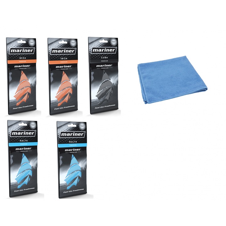Mariner Tree Premium autó légfrissítő - Mix 5 légfrissítő - Málta - Ibiza - Kuba és Laveta Microfibra