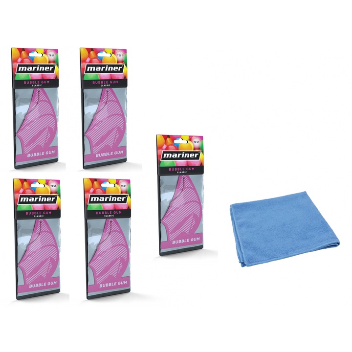 Mariner Tree Classic autó légfrissítő - rágógumi - 5 csomag és mikroszálas kendő 30x40cm