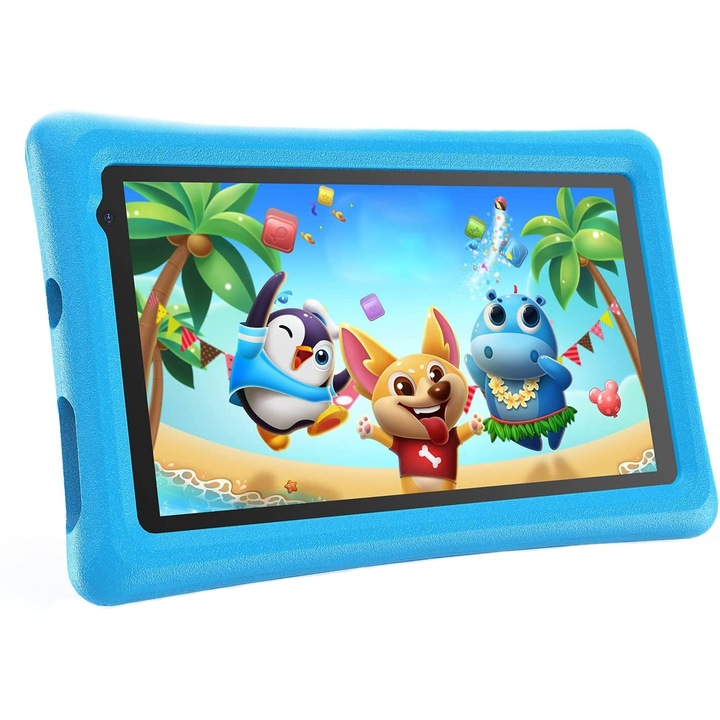 Tableta pentru copii Beneve M7152, Ecran 7'' HD, 2GB RAM, 32GB, Camera duala, Control Parental, Wi-Fi, include husa de protectie, Blue