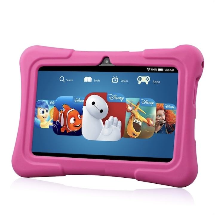 Tableta pentru copii de 7 inch, Android, 3GB RAM, 32GB ROM (extensibila la 128GB), Software pentru copii preinstalat, Ecran tactil cu sistem control parental, Bluetooth, WiFi, camera dubla, Roz