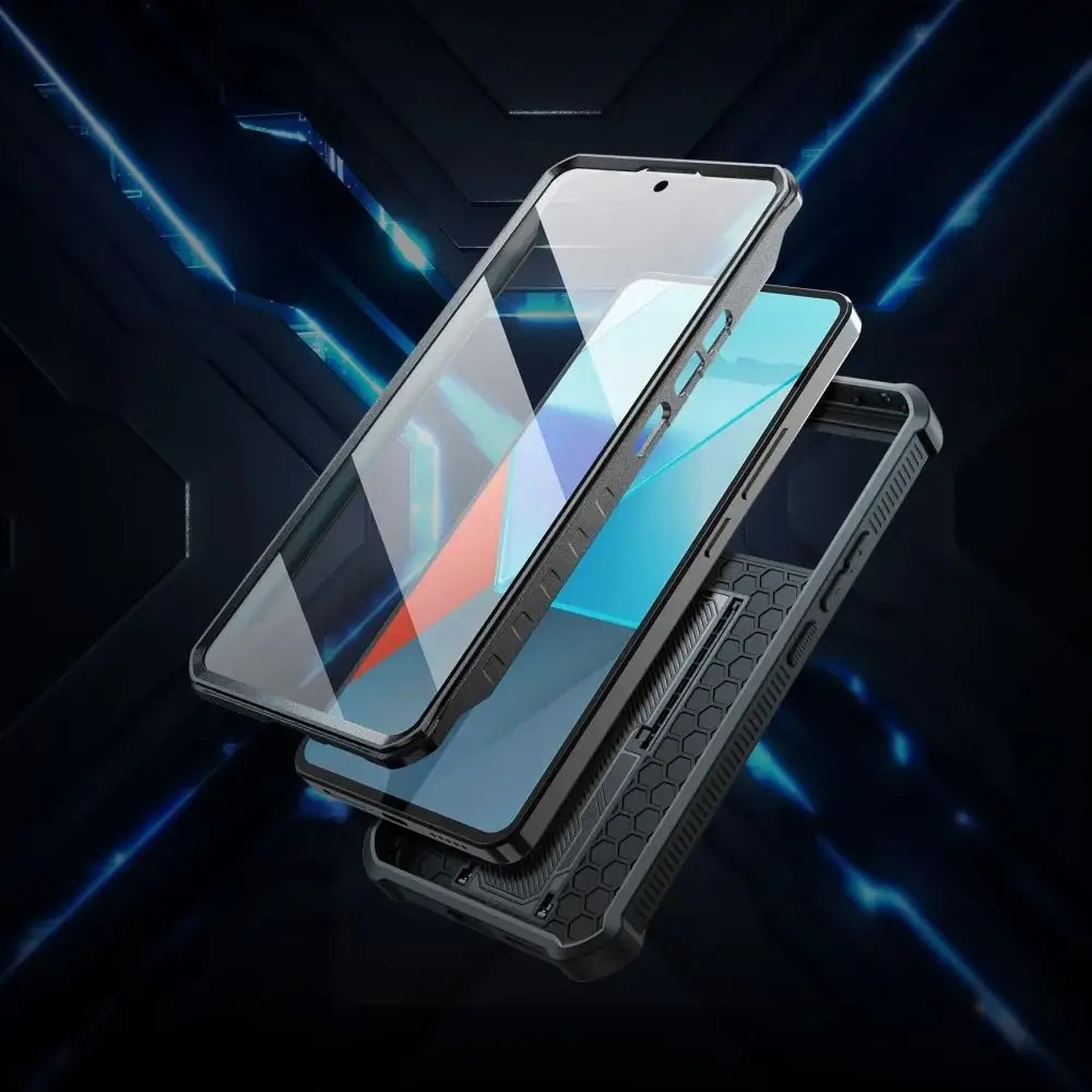 Carcasa 360 grade TECH-PROTECT Kevlar Cam compatibila cu Xiaomi Poco X6 5G / Redmi Note 13 Pro 5G, Protectie display si camera, Negru