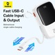 Powerbank Baseus QPow Pro+, 20000mAh, 22,5W, дисплей, вграден USB-C, бял