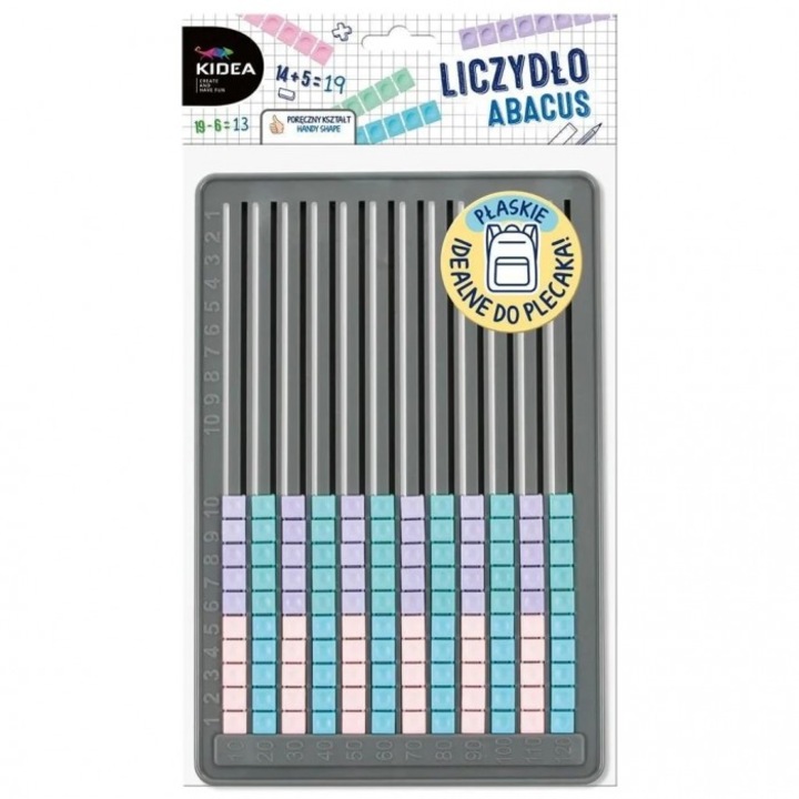 Abac plat pentru invatare Derform, 10 randuri, pastel, 18.5x32cm