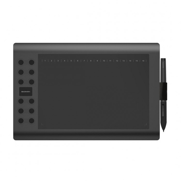 Tableta grafica Gaomon M106K, 28 butoane programabile, 5080 lpi, negru, 254x158.8mm