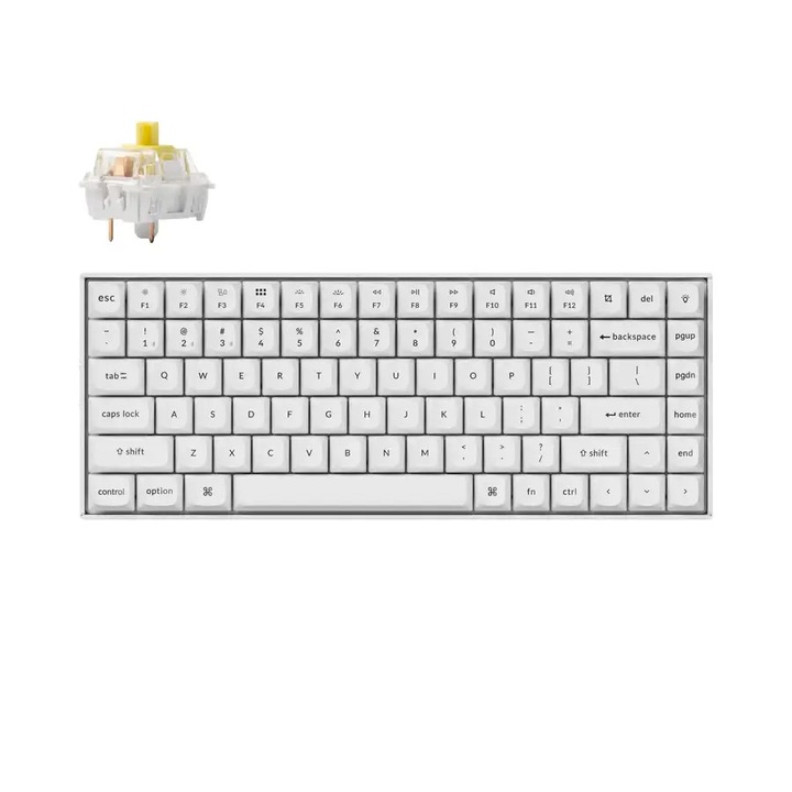 Tastatura mecanica gaming Keychron K2 Pro White QMK/VIA Hot-Swappable K Pro Banana Switch, RGB Backlight Plastic Frame