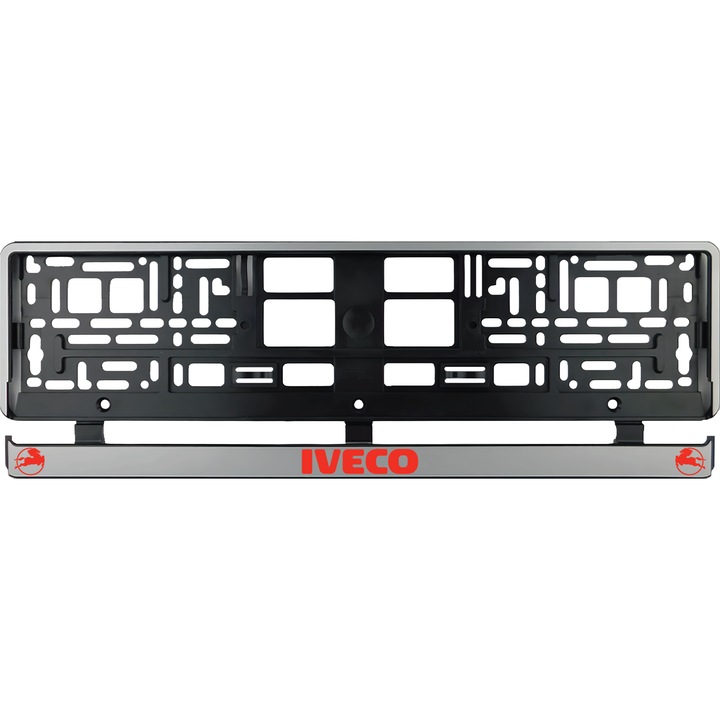 Set 2 bucati, suport numar inmatriculare argintiu Iveco III