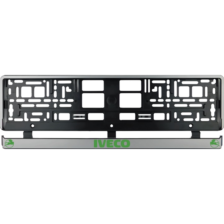 Set 2 bucati, suport numar inmatriculare argintiu Iveco V