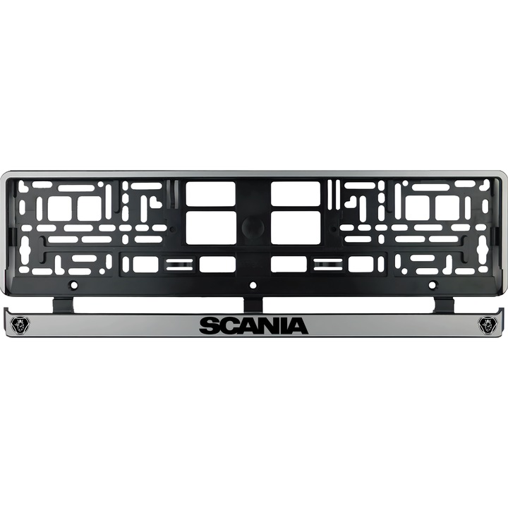 Set 2 bucati, suport numar inmatriculare argintiu Scania II