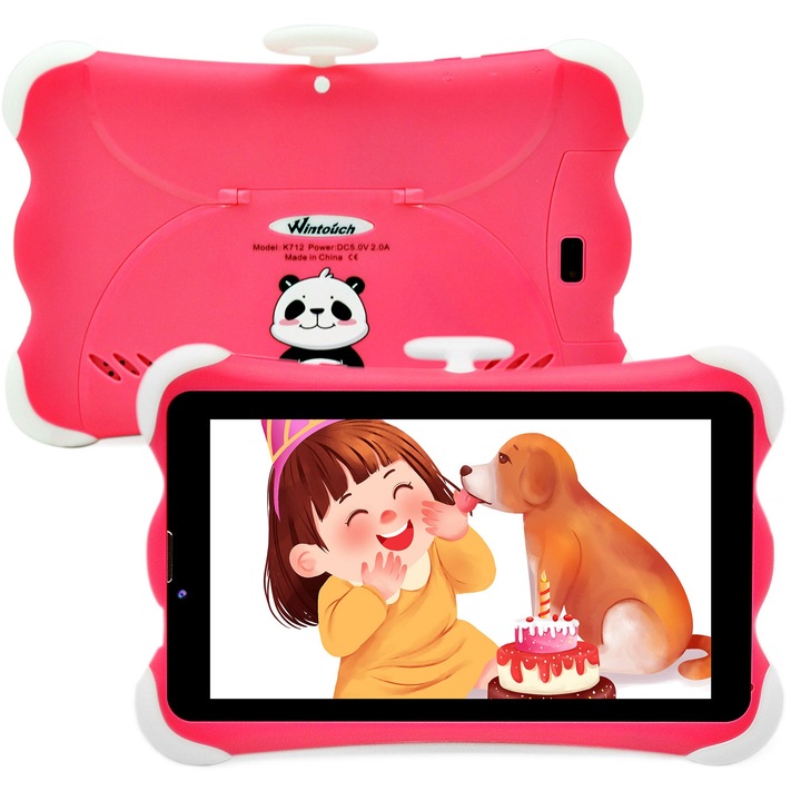 Gyermek Tablet NUBI Wintouch K712, Android, 2 GB RAM, 7 Hüvelykes, 16 GB, WIFI, Két kamera, Szülői felügyelet, Rózsaszín