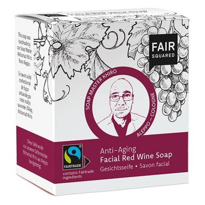 Сапун за лице против стареене Fair Squared, Red Wine, 160гр
